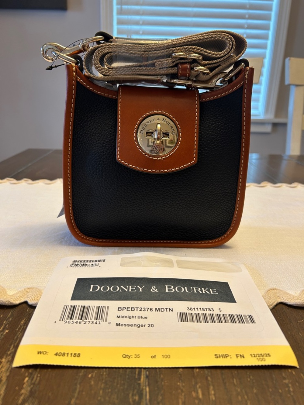 Dooney & Bourke Midnight Blue Pebble Turnlock Messenger 20